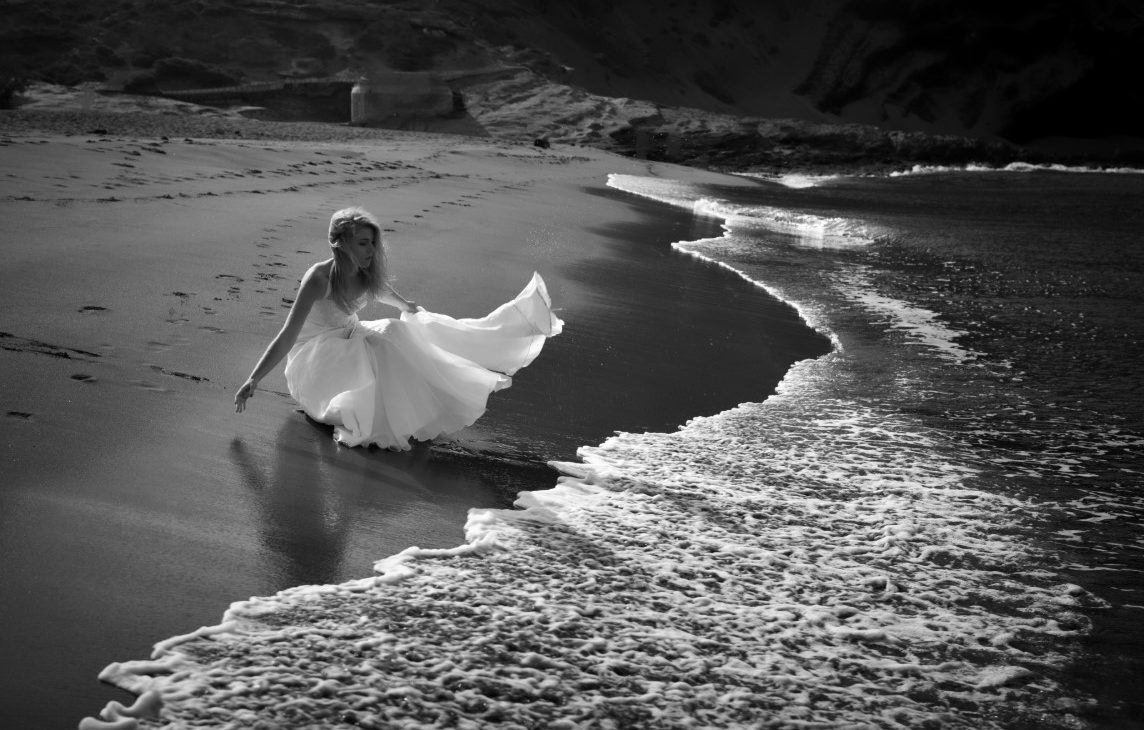 beautiful bride at the beach