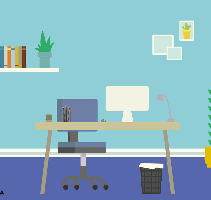 Office workspace concept illustration by Maya Minasyan