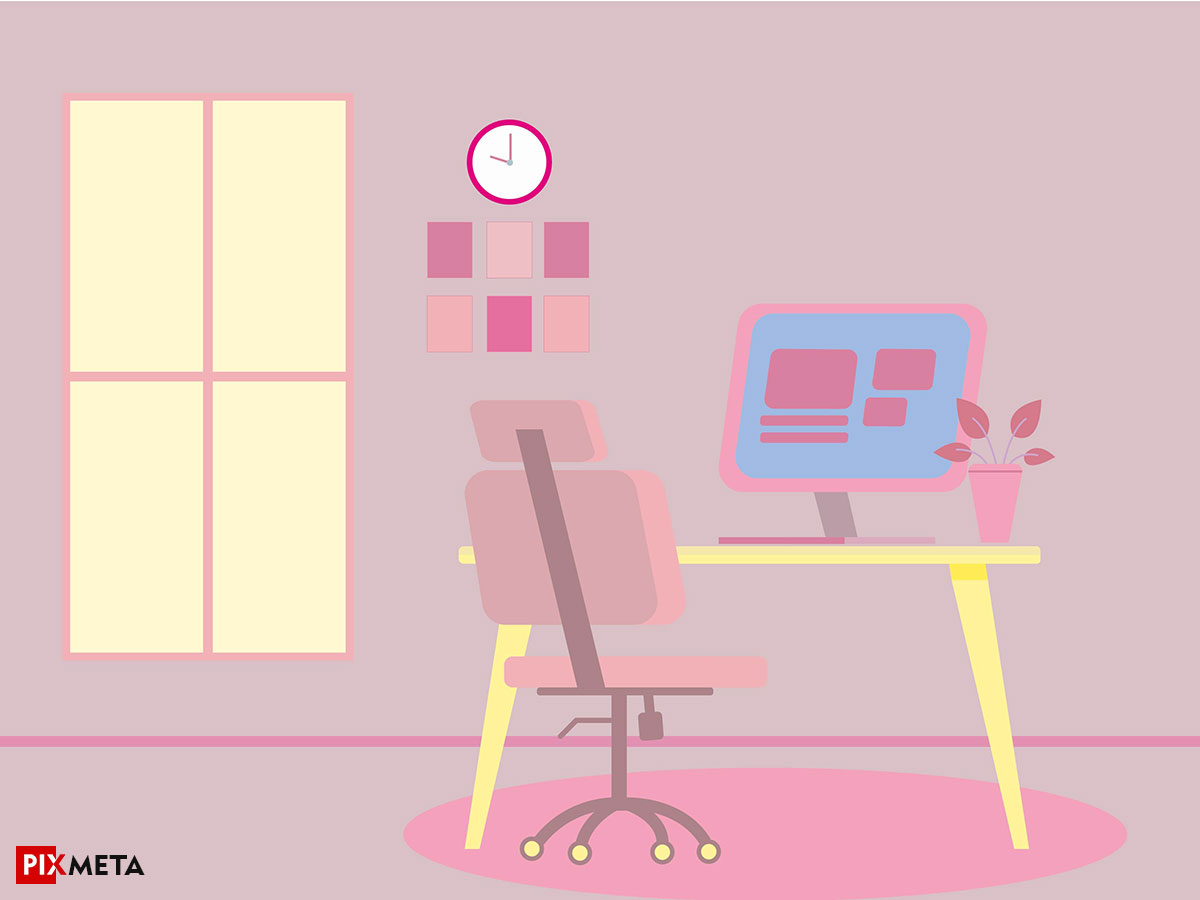 Workspace Office Concept Illustration Pink 