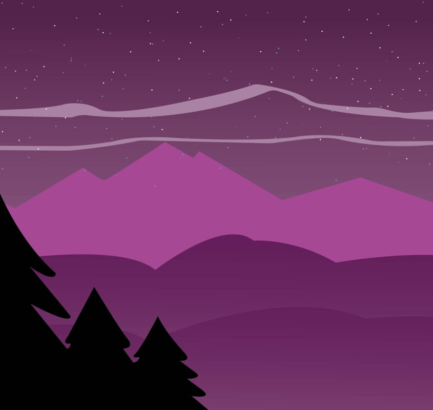 Landscape illustration in purple colors