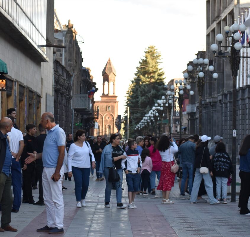 Crowded streets in Gyumri